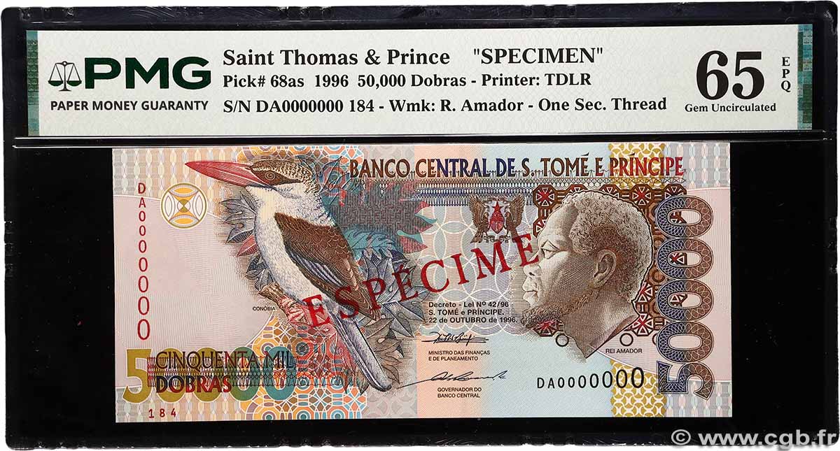 50000 Dobras Spécimen SAO TOME E PRINCIPE 1996 P.068as UNC