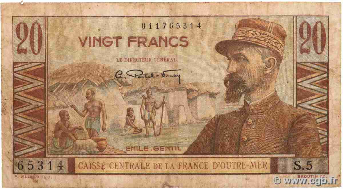 20 Francs Émile Gentil CCFOM AFRIQUE ÉQUATORIALE FRANÇAISE 1947 A.131a B
