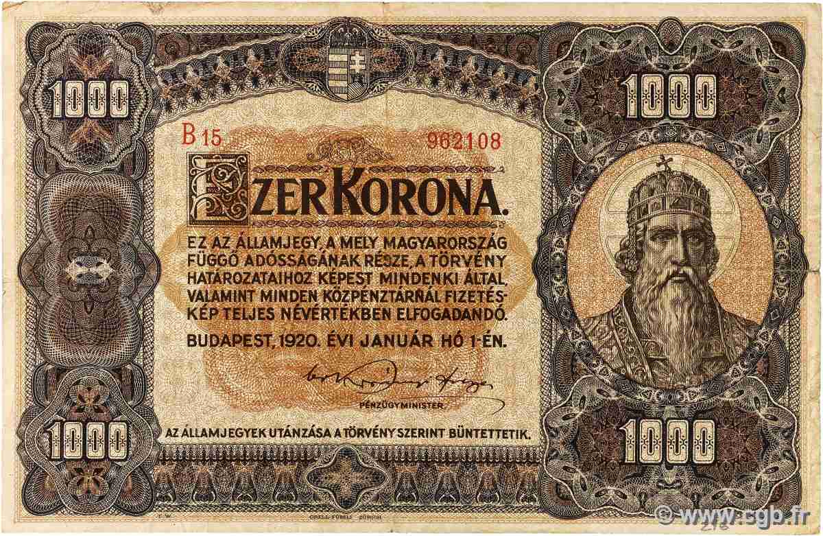 1000 Korona HONGRIE 1920 P.066a TB