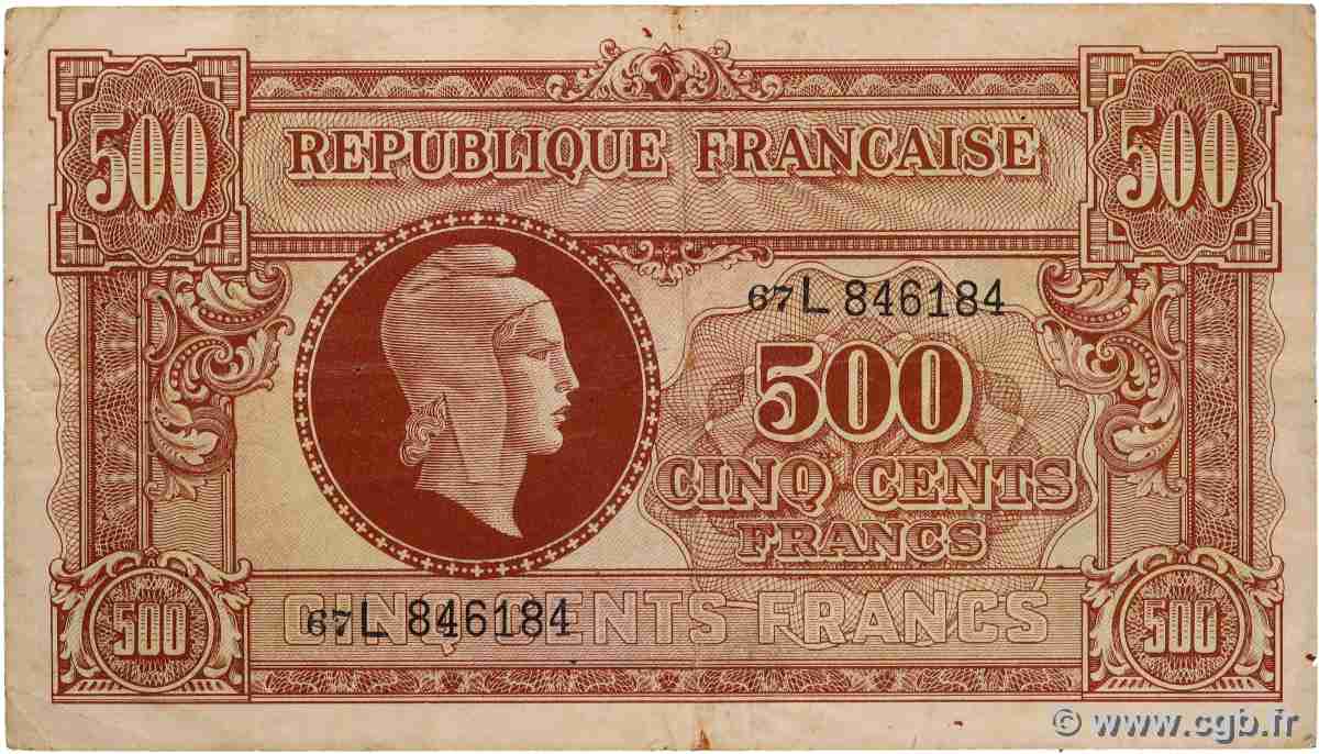 500 Francs MARIANNE fabrication anglaise FRANCE 1945 VF.11.01 TB+