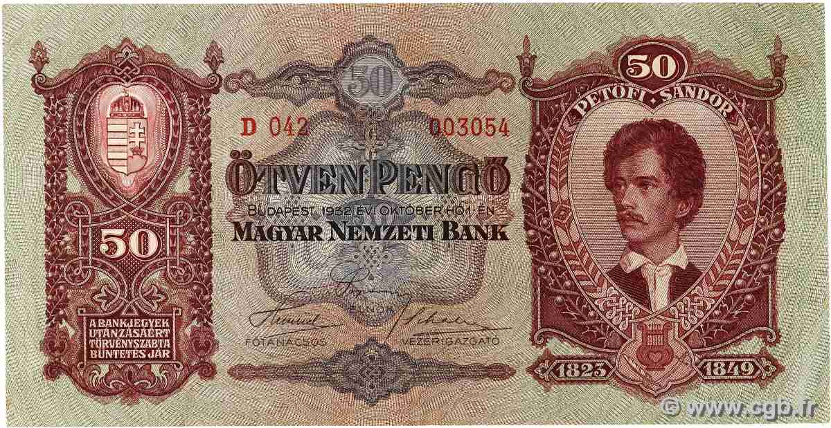 50 Pengö HUNGARY 1932 P.099 VF+