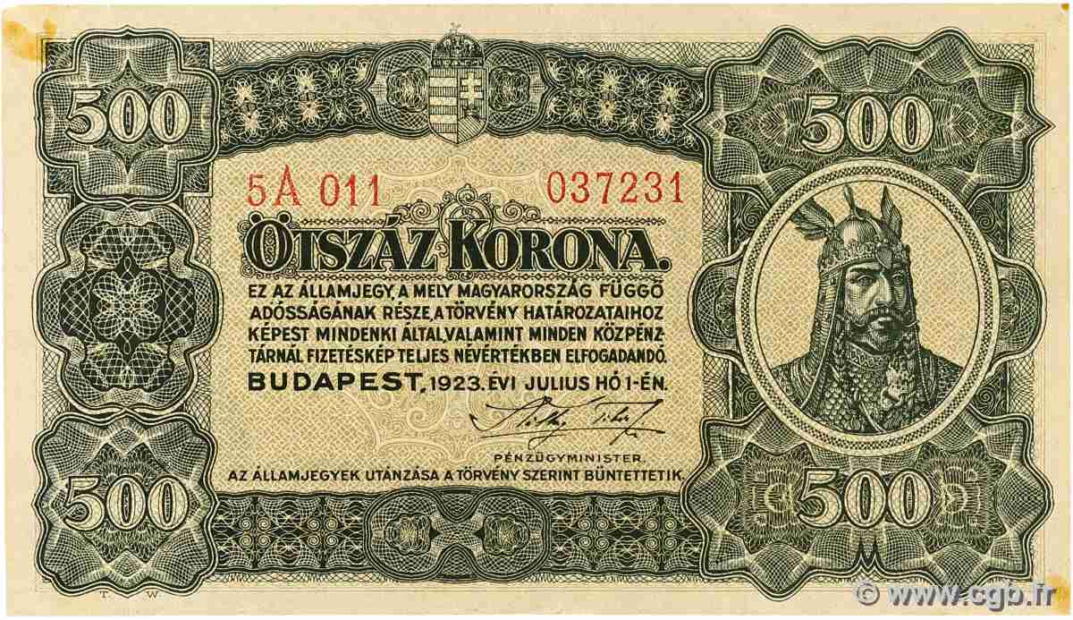500 Korona HONGRIE 1923 P.074a SUP+
