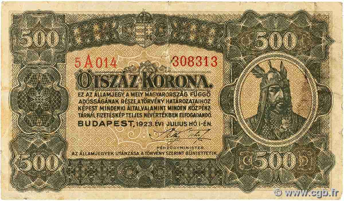 500 Korona HUNGRíA 1923 P.074a MBC