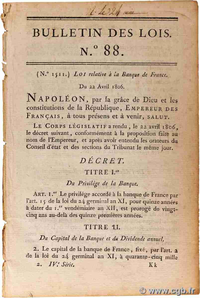 Bulletin des Lois FRANCE Regionalismus und verschiedenen 1806 F.A- SS