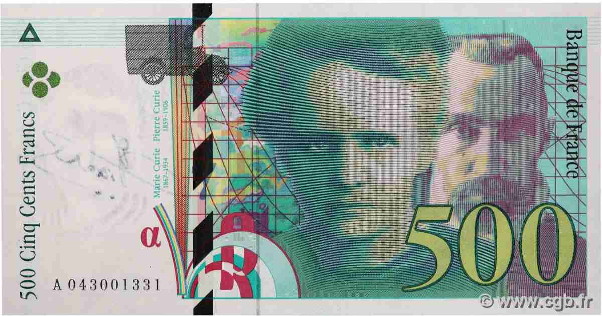 500 Francs PIERRE ET MARIE CURIE Petit numéro FRANCE 2000 F.76.05 pr.NEUF