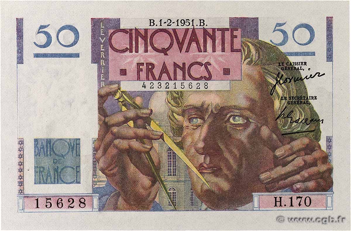50 Francs LE VERRIER FRANCE 1951 F.20.17 AU