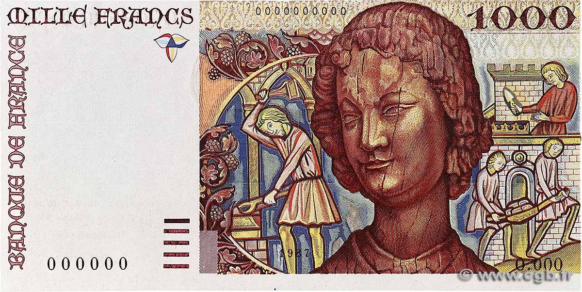 1000 Francs ART MÉDIÉVAL type 1983 adapté Non émis FRANCIA 1987 NE.1987.05b FDC