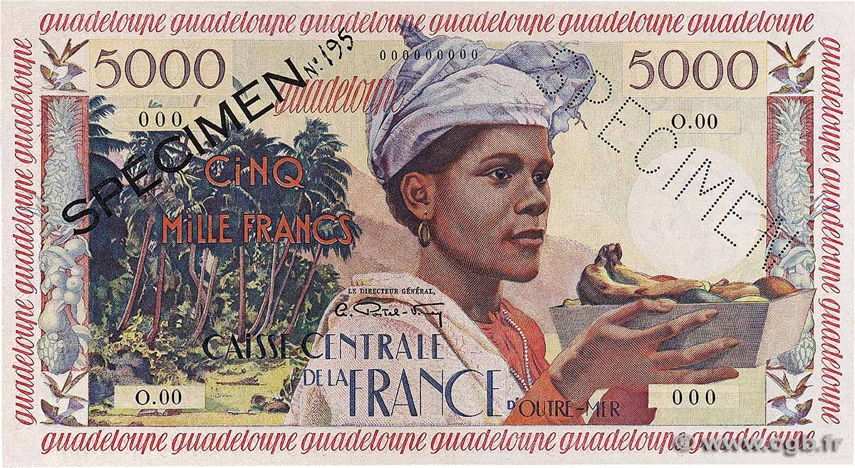 5000 Francs antillaise Spécimen GUADELOUPE 1960 P.40s pr.SPL