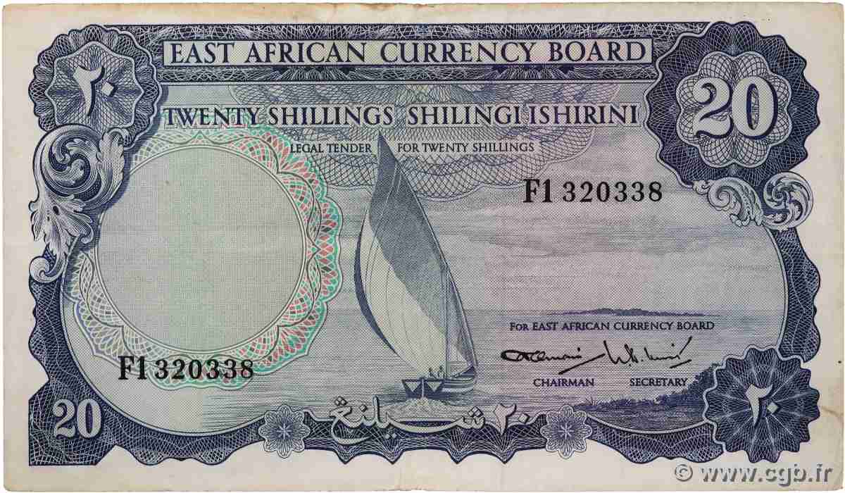 20 Shillings EAST AFRICA (BRITISH) 1964 P.47a F+