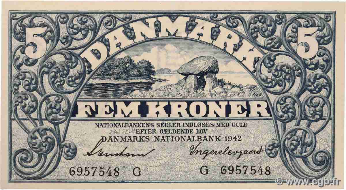 5 Kroner DENMARK 1942 P.030f AU