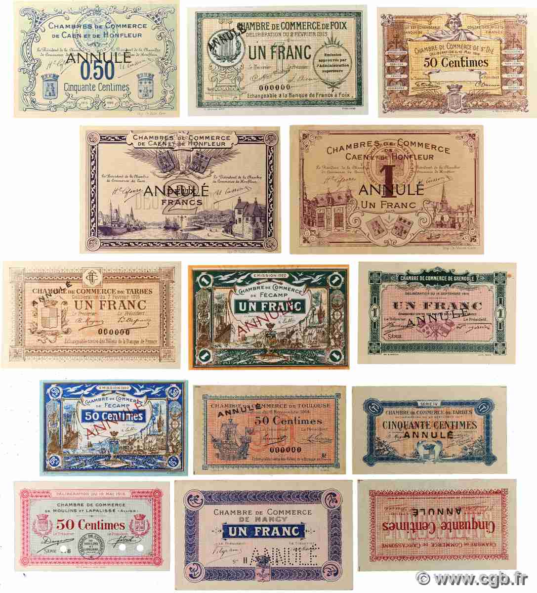 50 Centimes et 1, 2 Francs Lot FRANCE regionalism and miscellaneous 1914 JP.Lot AU