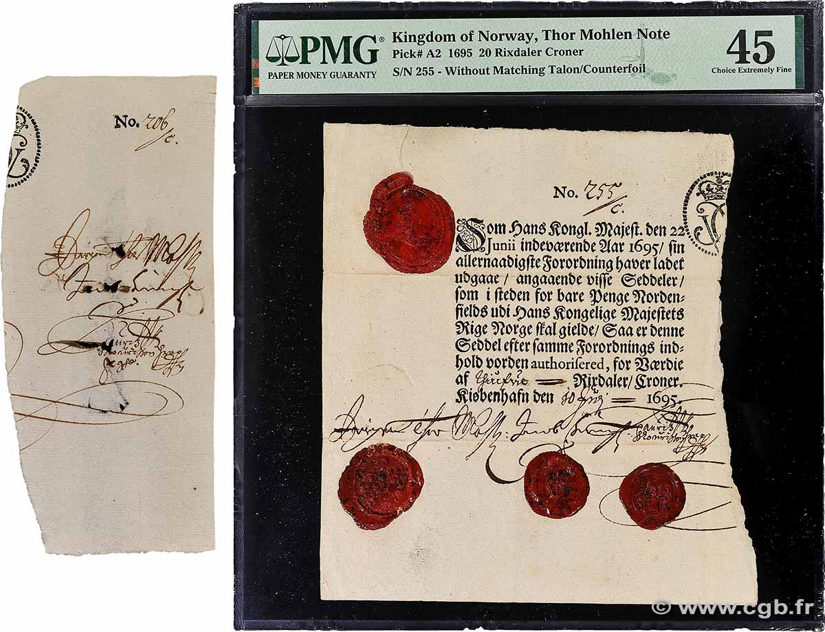 20 Rixdaler Croner NORVÈGE 1695 P.A02 SUP