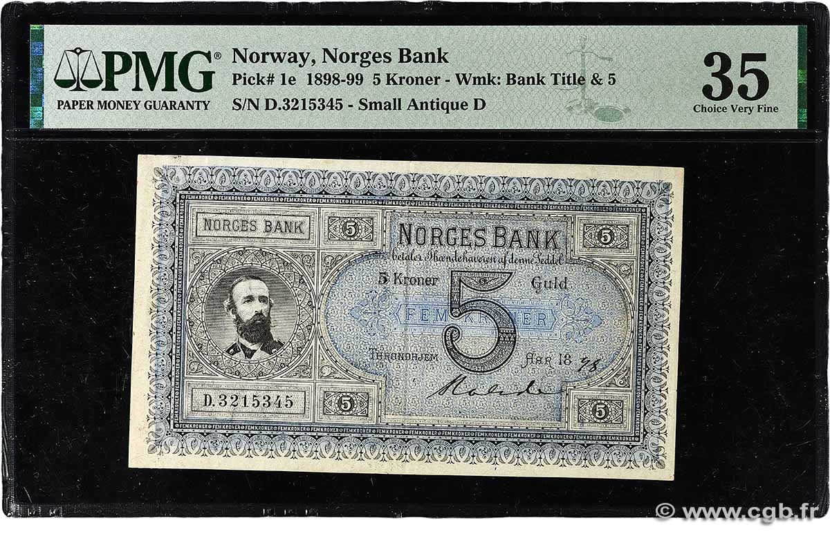 5 Kroner Guld NORVÈGE 1898 P.01e VF+