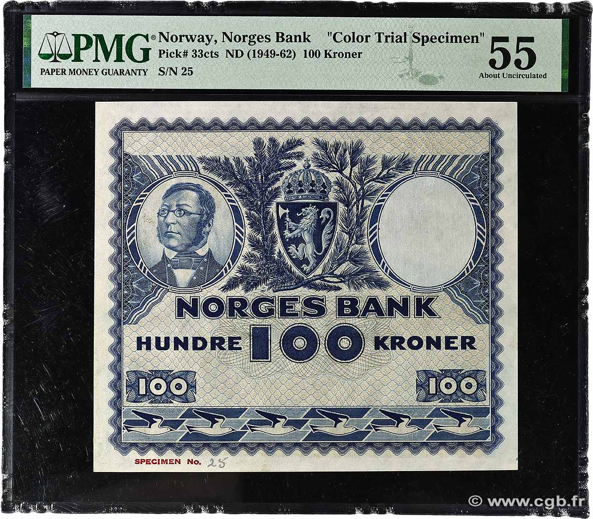100 Kroner Essai NORWAY 1949 P.33ct VF+