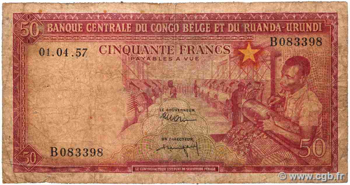 50 Francs BELGIAN CONGO 1957 P.32 G