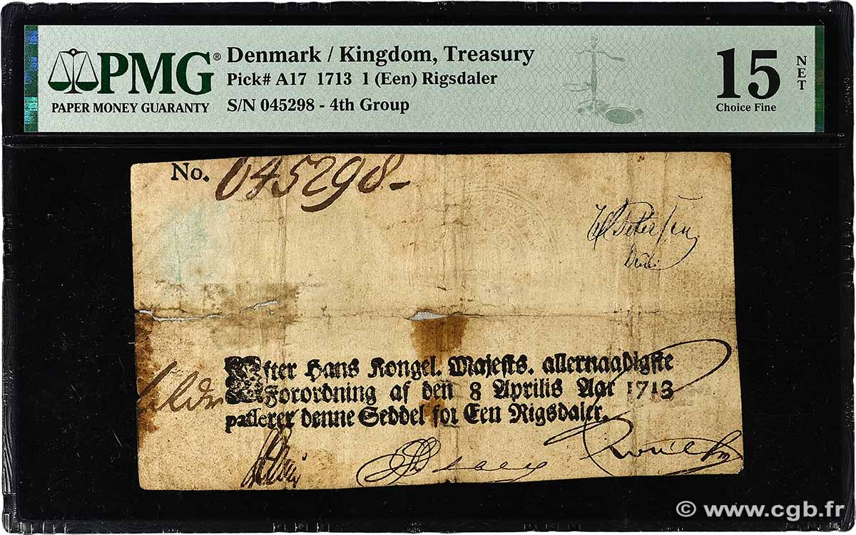 1 Rigsdaler DÄNEMARK 1713 P.A17 S