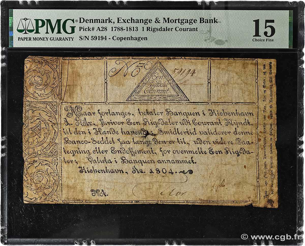 1 Rigsdaler courant DENMARK 1804 P.A28 VG
