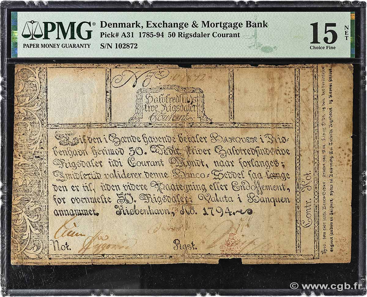 50 Rigsdaler Courant DENMARK 1794 P.A31 F