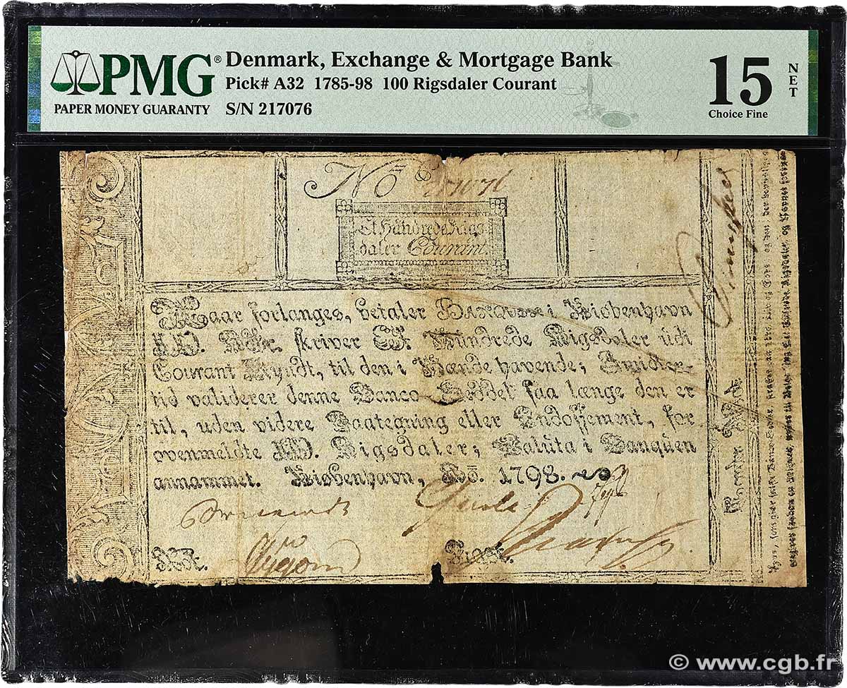 100 Rigsdaler Courant DANEMARK 1798 P.A32 TB