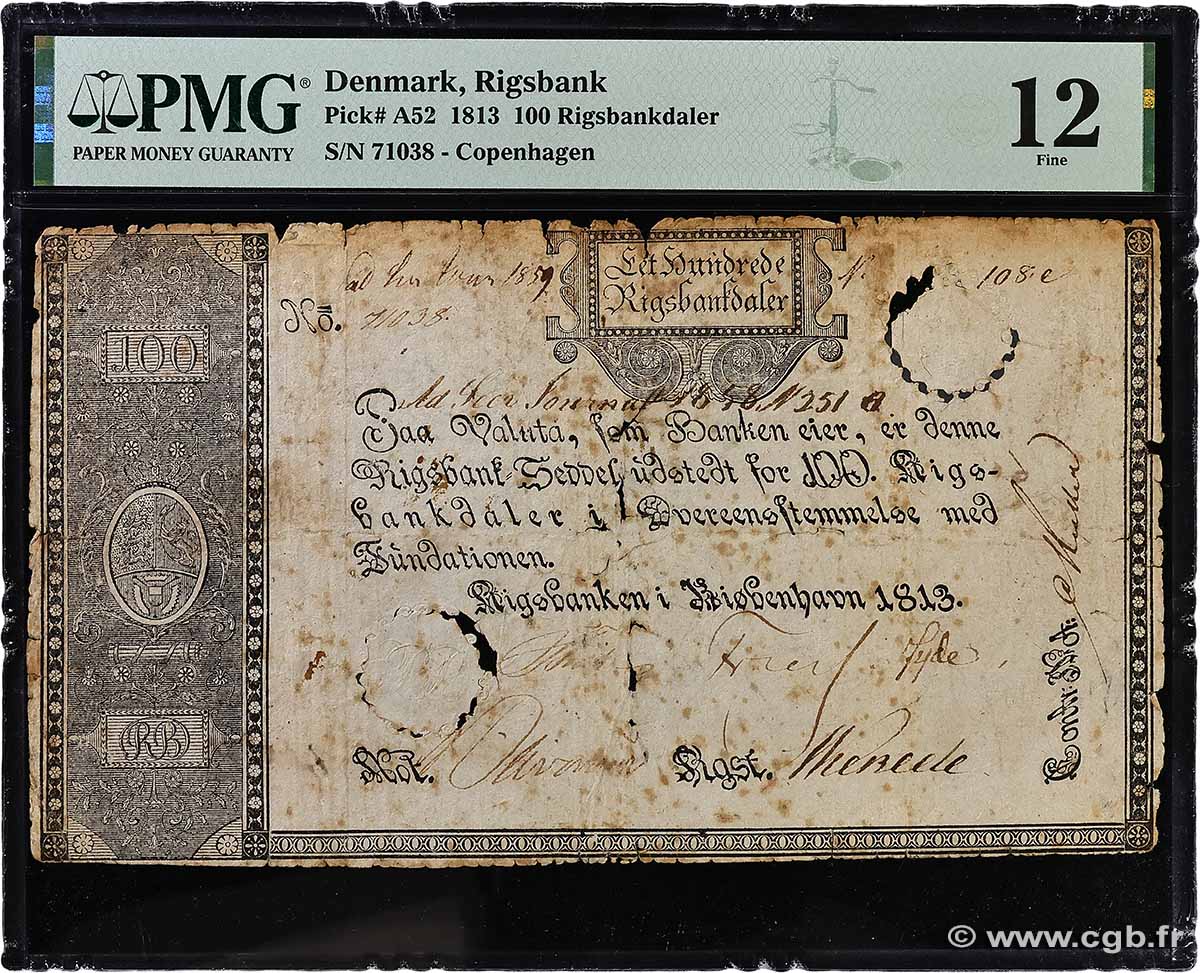 100 Rigsbankdaler DINAMARCA 1813 P.A52 q.MB