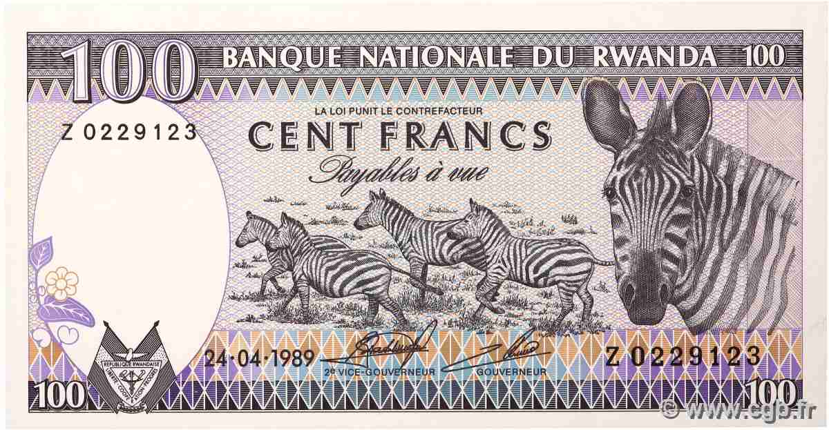 100 Francs RWANDA 1989 P.19 pr.NEUF