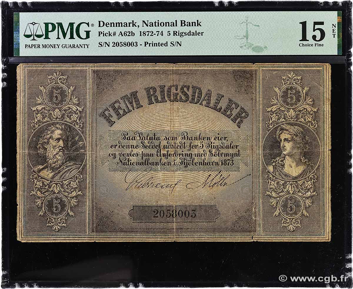 5 Rigsdaler DANEMARK 1873 P.A62b TB