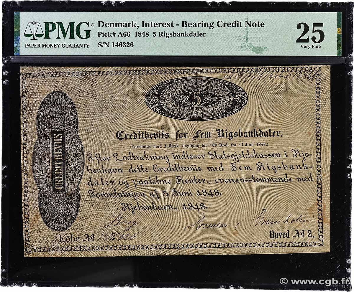 5 Rigsbankdaler DINAMARCA 1848 P.A66 BB