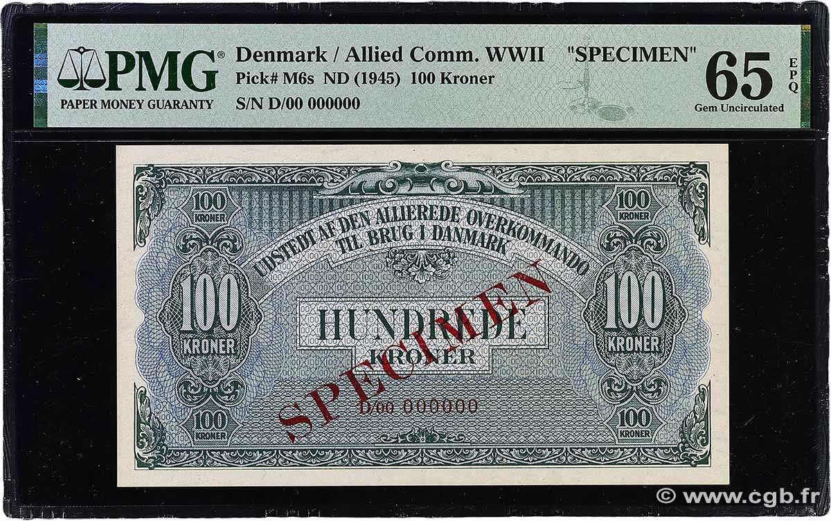 100 Kroner Spécimen DANEMARK 1945 P.M06s NEUF