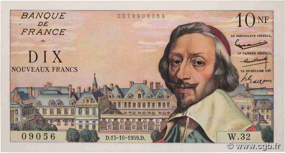 10 Nouveaux Francs RICHELIEU FRANCIA 1959 F.57.03 EBC+