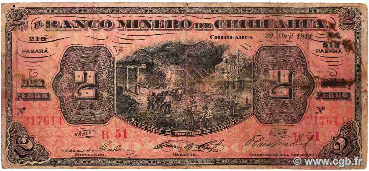 2 Pesos MEXICO 1914 PS.0184 RC+