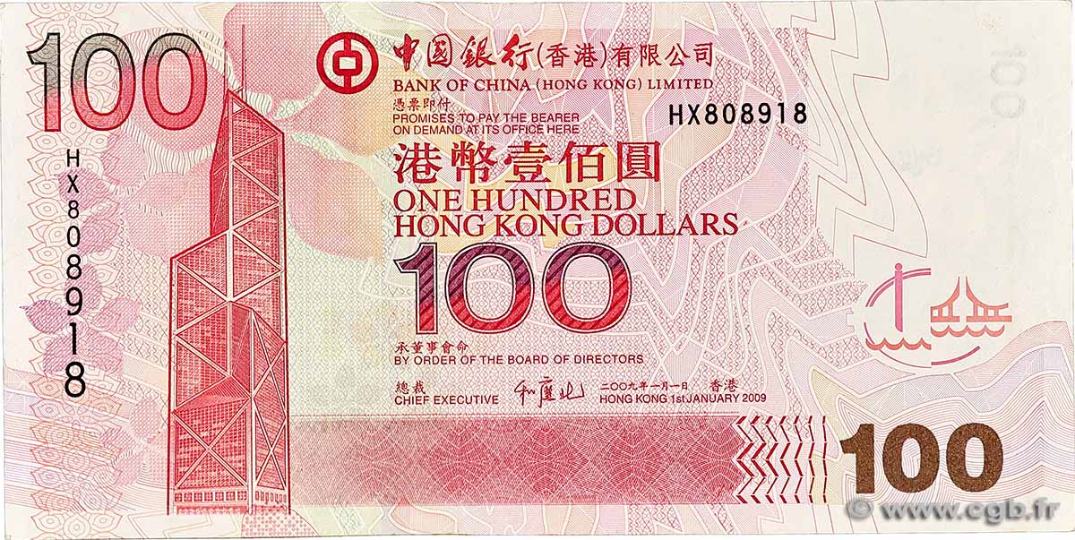 100 Dollars HONG KONG 2009 P.209f TTB+