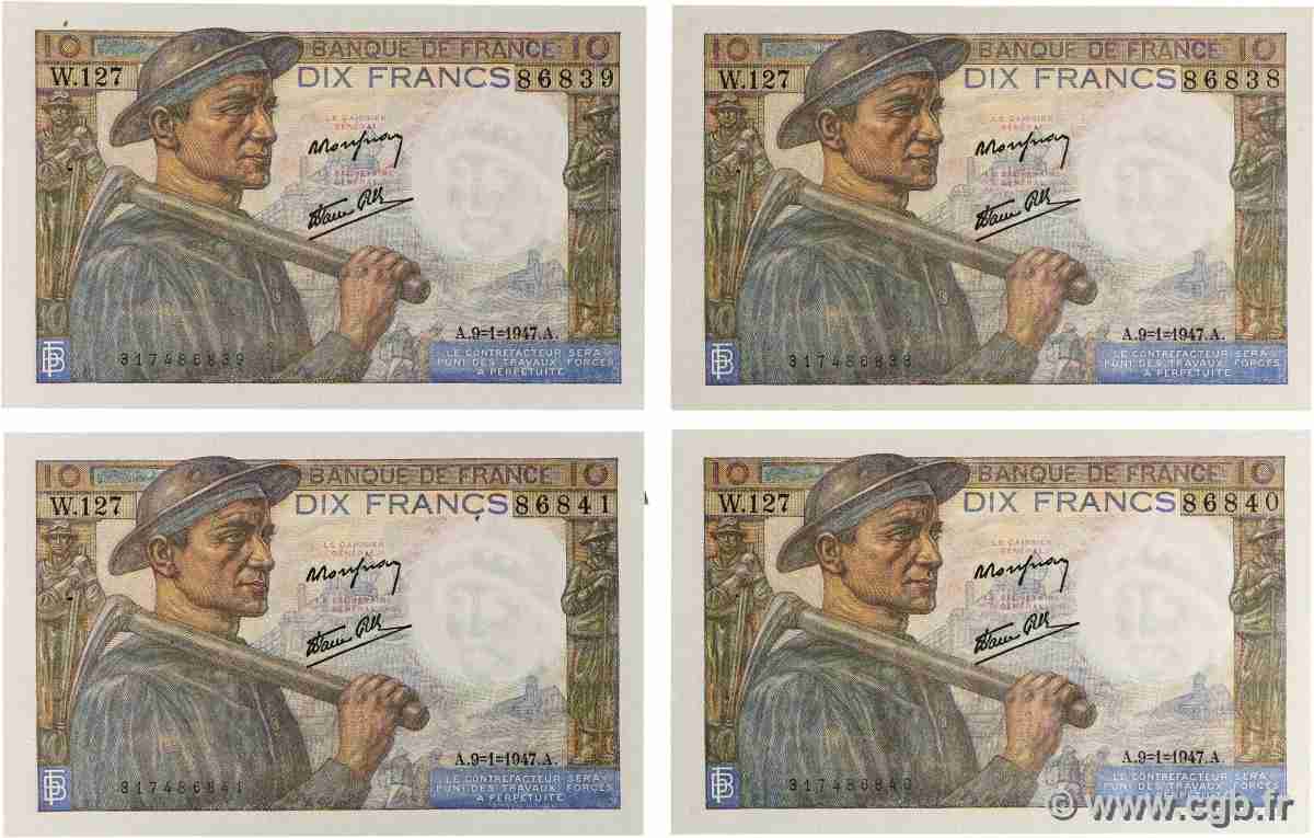 10 Francs MINEUR Lot FRANCE 1947 F.08.17 AU