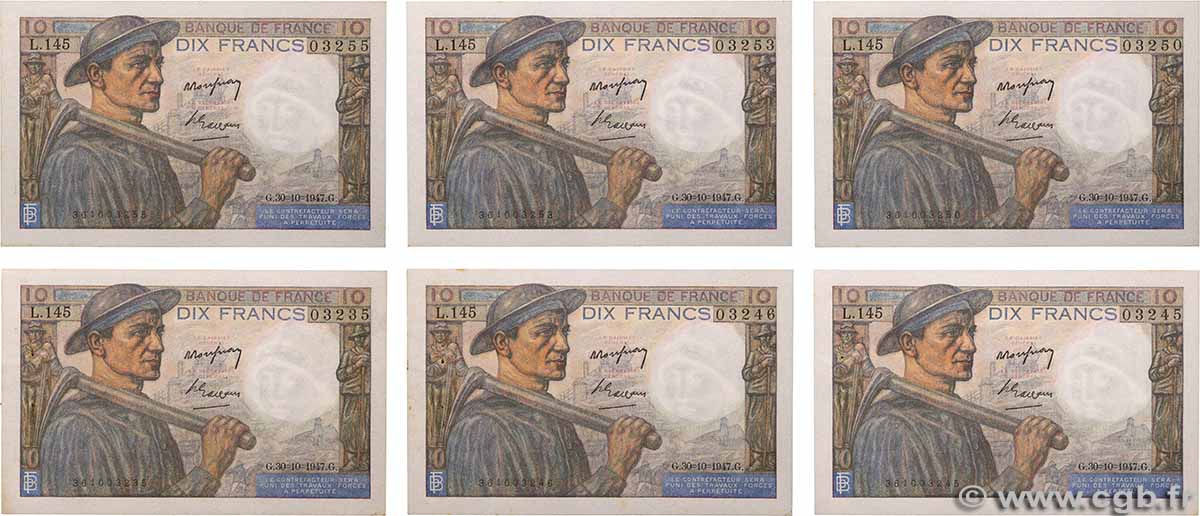 10 Francs MINEUR Lot FRANCIA 1947 F.08.18 SC