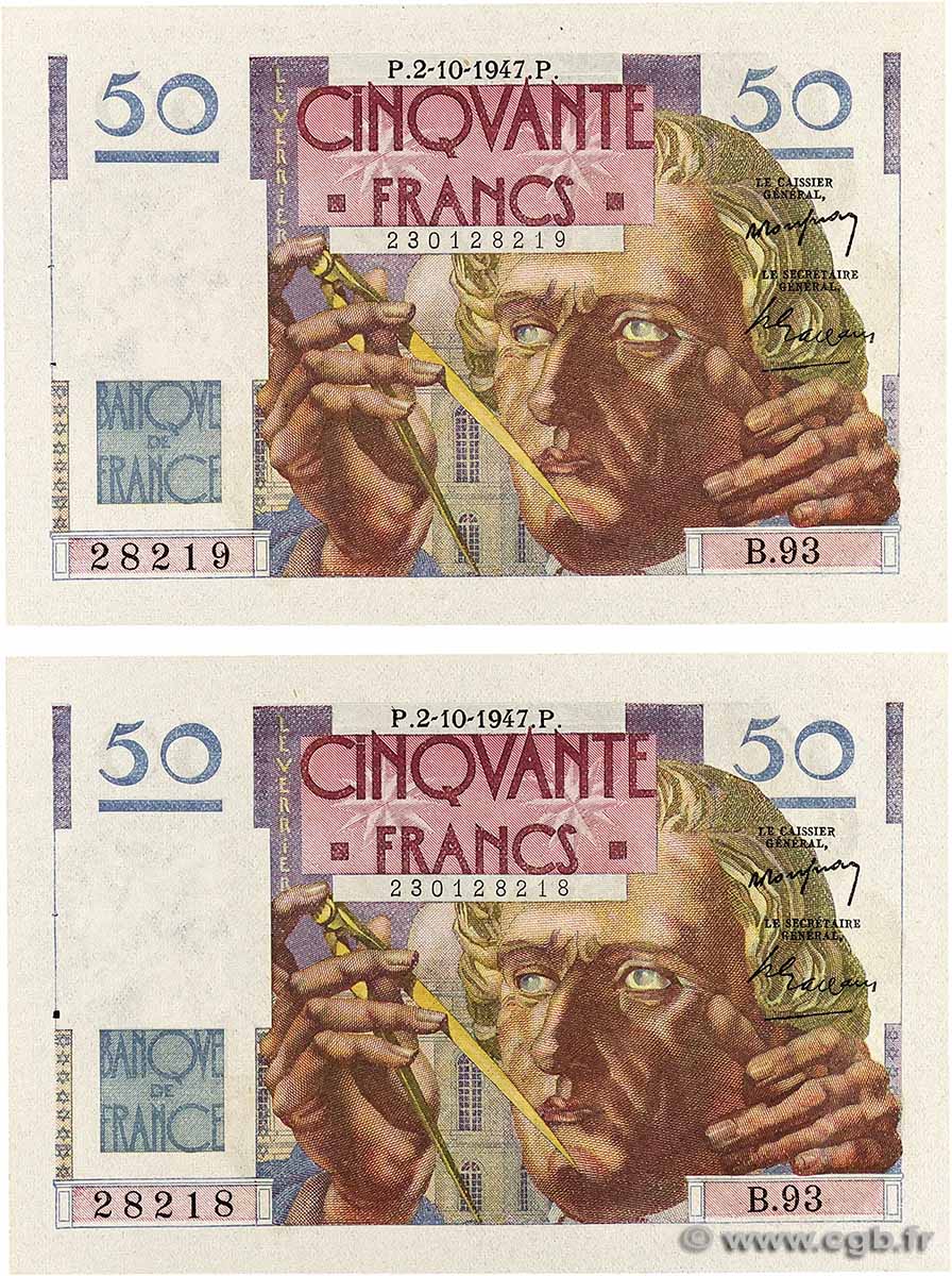 50 Francs LE VERRIER Consécutifs FRANCE 1947 F.20.09 AU