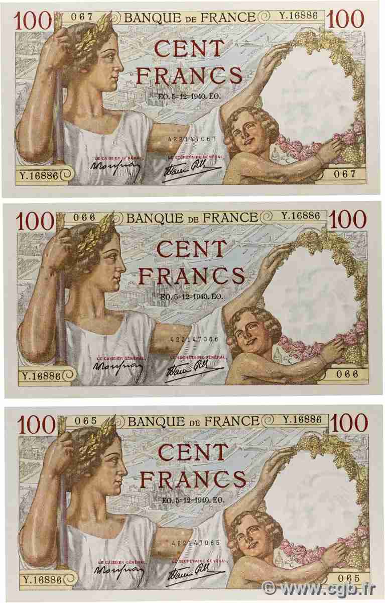 100 Francs SULLY Lot FRANCE 1940 F.26.42 UNC-