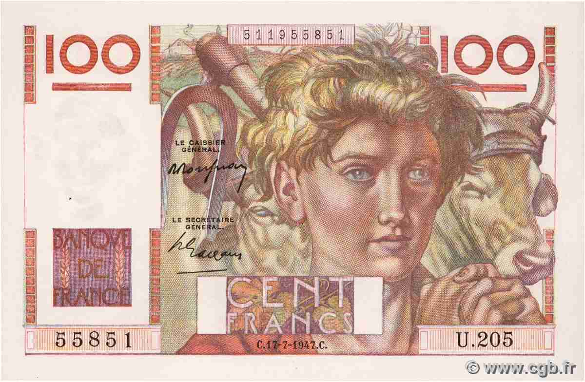 100 Francs JEUNE PAYSAN FRANCE 1947 F.28.15 SPL