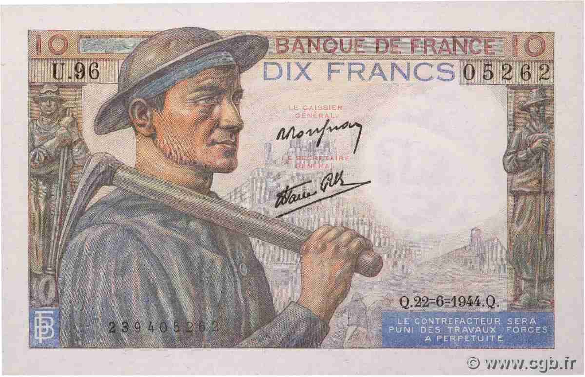 10 Francs MINEUR FRANCE 1944 F.08.12 UNC