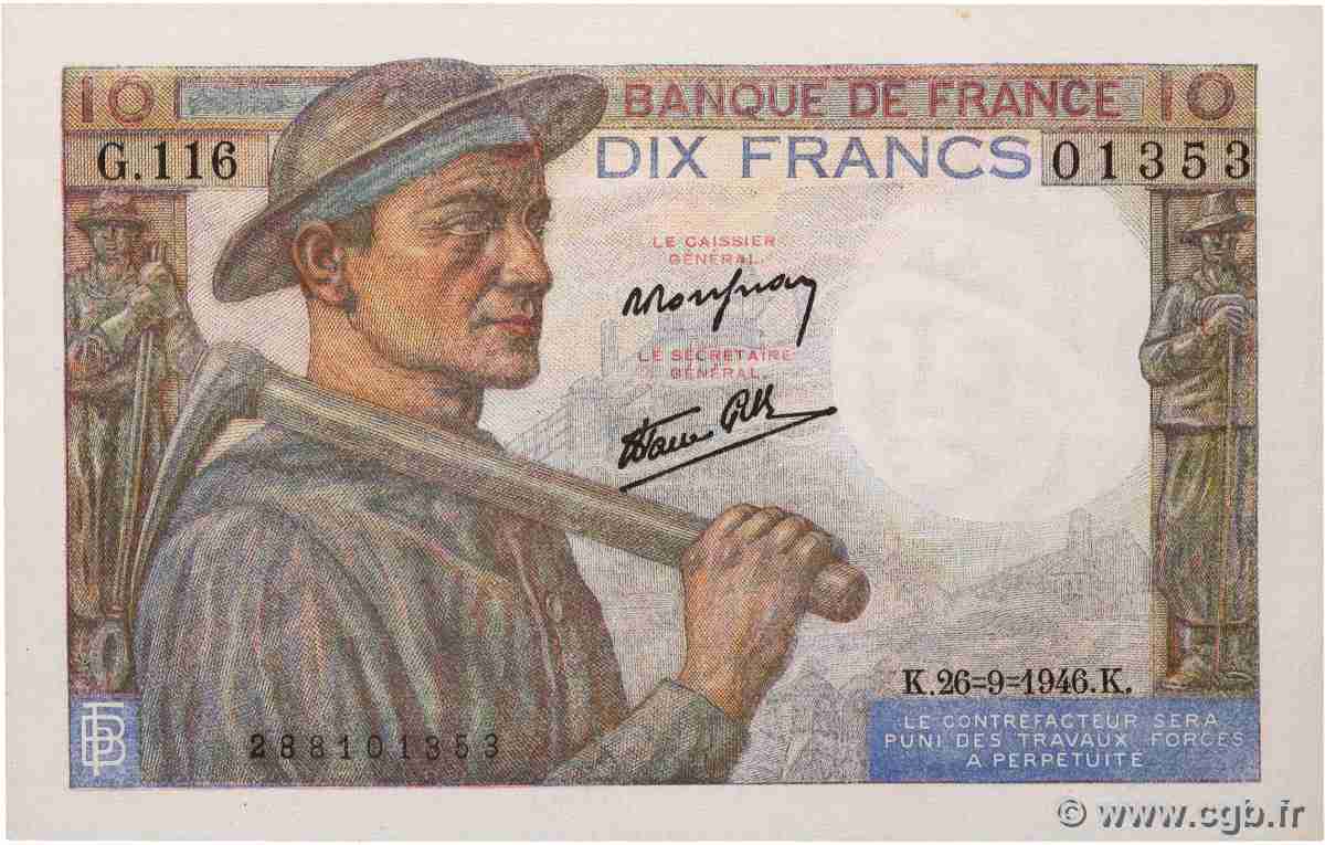 10 Francs MINEUR FRANKREICH 1946 F.08.15 fST