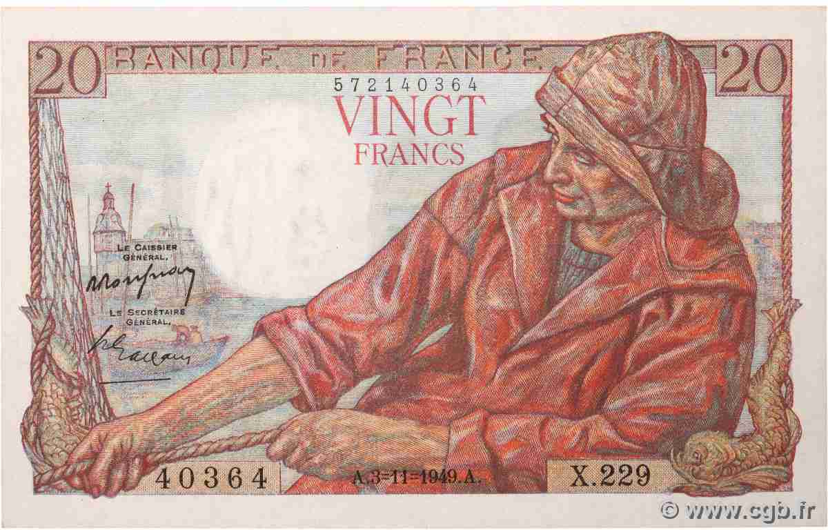 20 Francs PÊCHEUR FRANCIA 1949 F.13.16 SC+