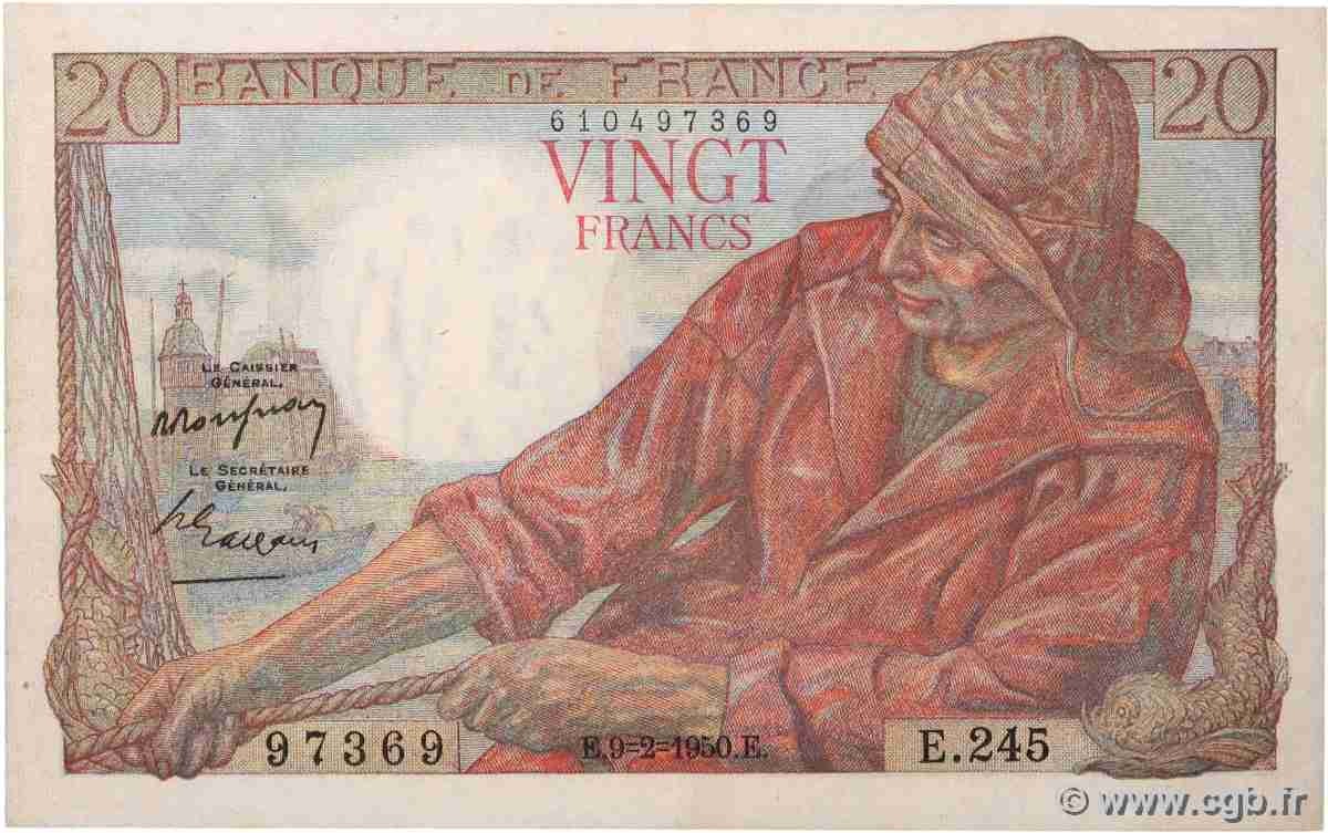 20 Francs PÊCHEUR FRANCE 1950 F.13.17 AU-