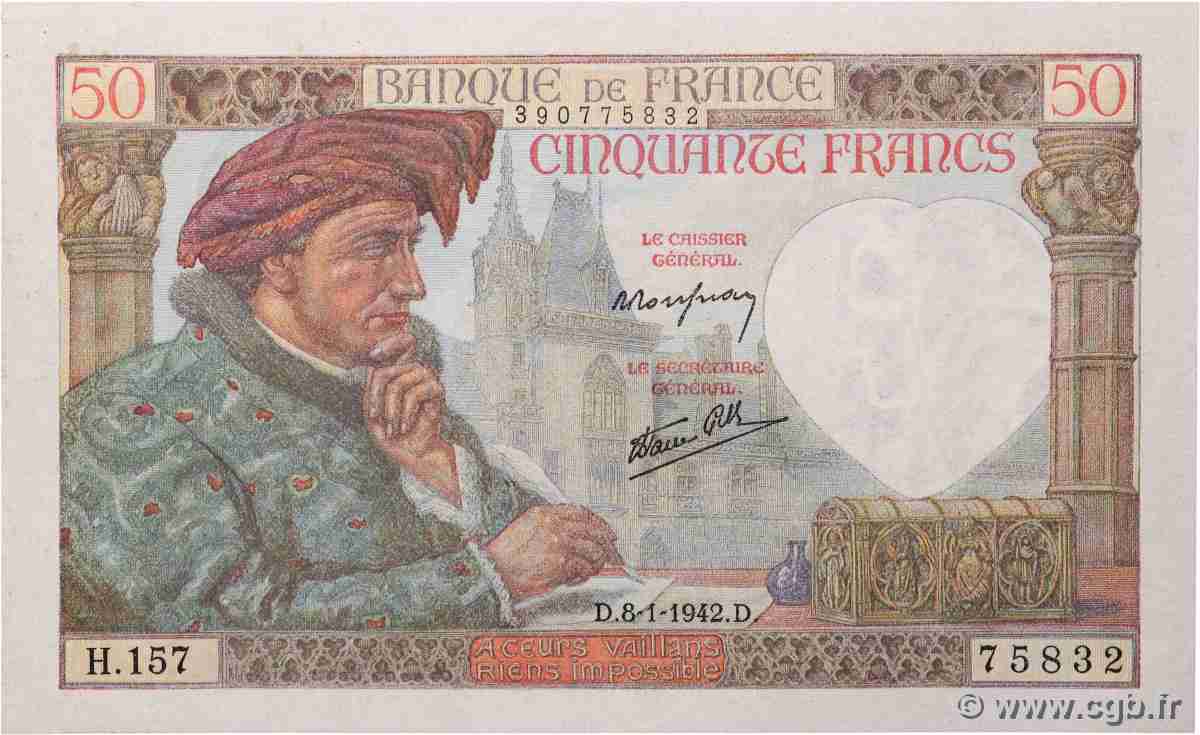 50 Francs JACQUES CŒUR FRANCE 1942 F.19.18 pr.NEUF