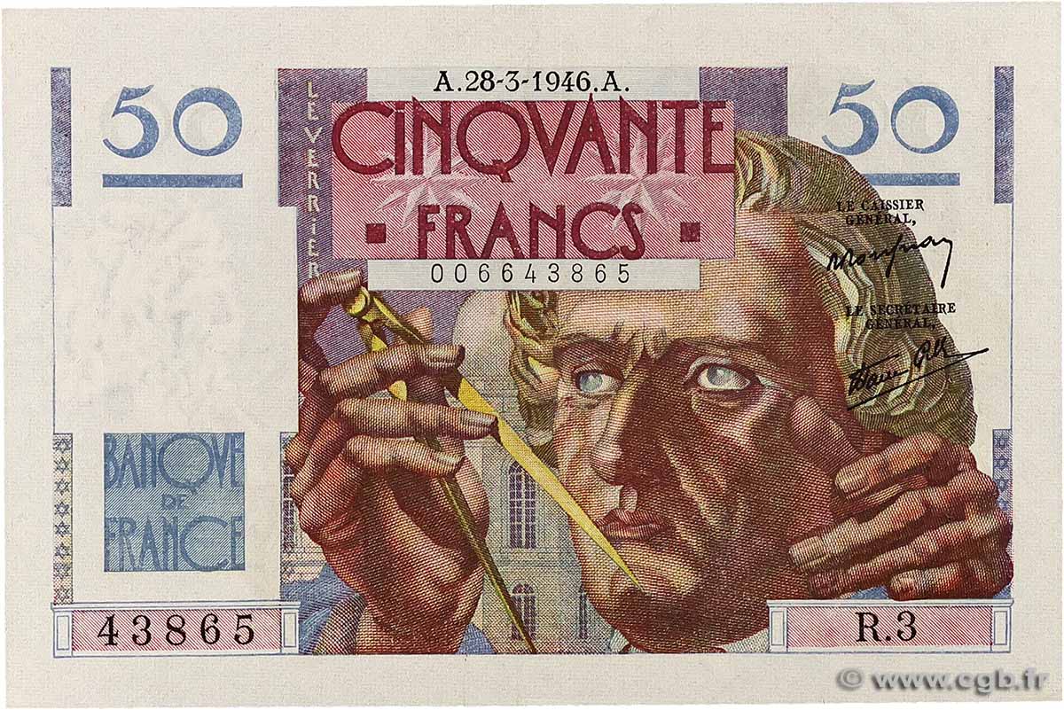 50 Francs LE VERRIER FRANKREICH 1946 F.20.02 VZ