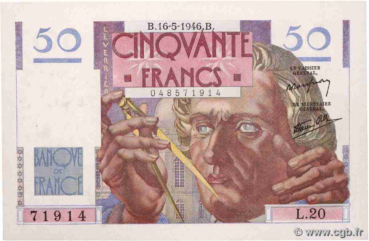 50 Francs LE VERRIER FRANCE 1946 F.20.04 AU