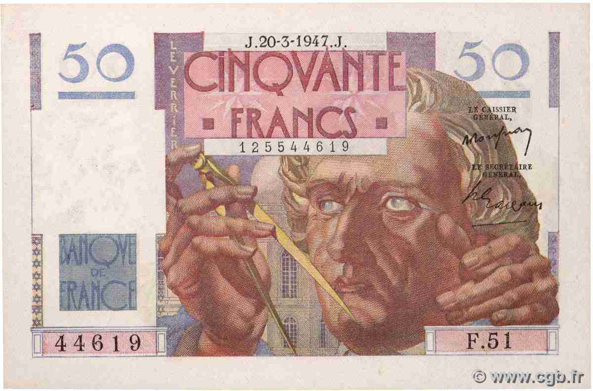 50 Francs LE VERRIER FRANCE 1947 F.20.07 UNC-