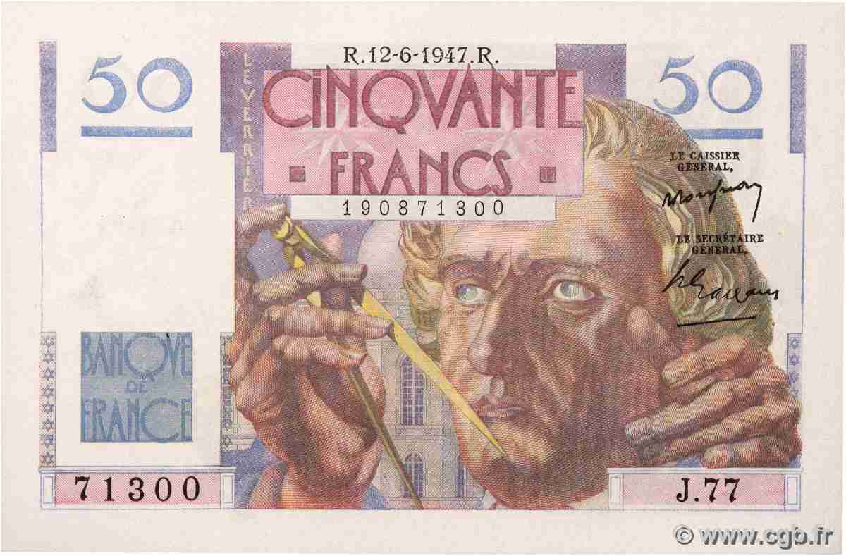 50 Francs LE VERRIER FRANKREICH 1947 F.20.08 fST