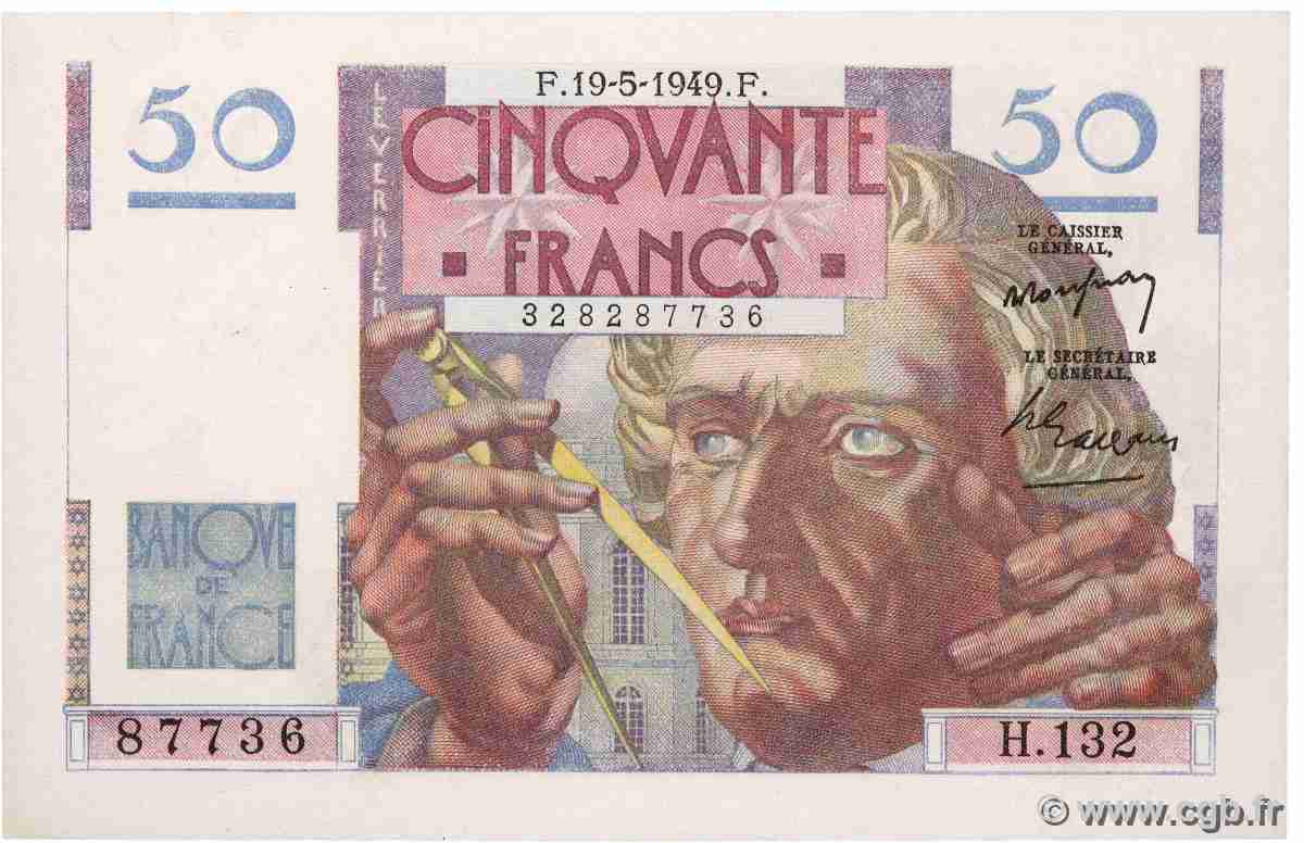 50 Francs LE VERRIER FRANCE 1949 F.20.12 pr.NEUF