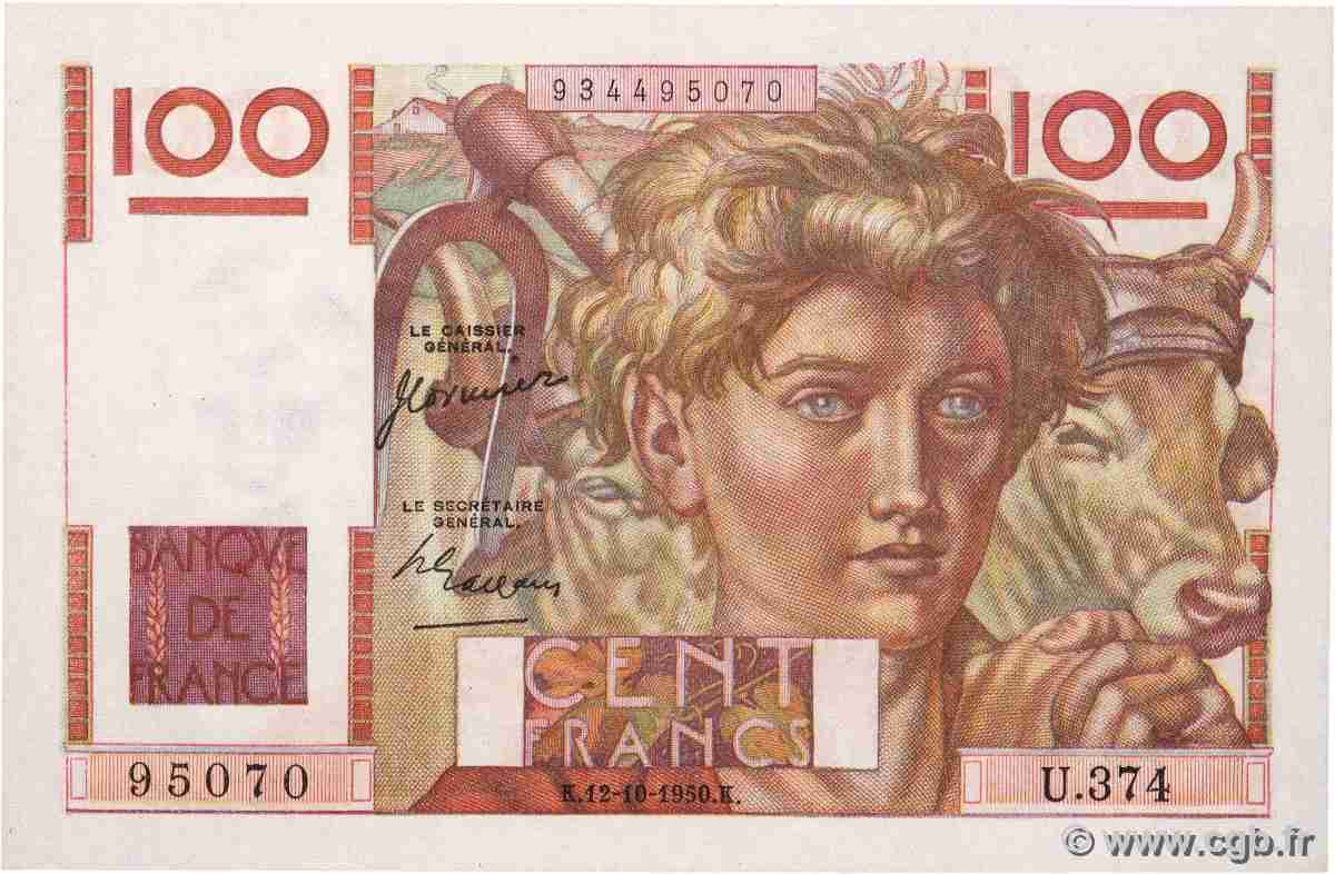 100 Francs JEUNE PAYSAN FRANCE 1950 F.28.27 UNC-