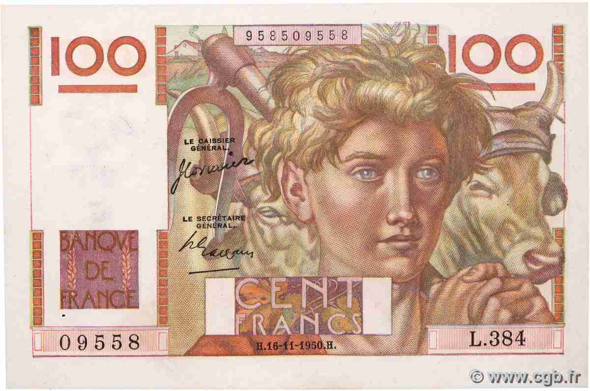 100 Francs JEUNE PAYSAN FRANCE 1950 F.28.28 AU