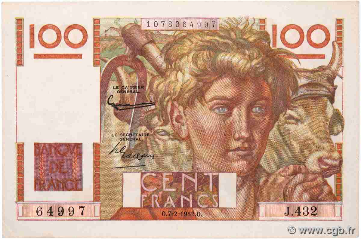 100 Francs JEUNE PAYSAN FRANCIA 1952 F.28.31 EBC+