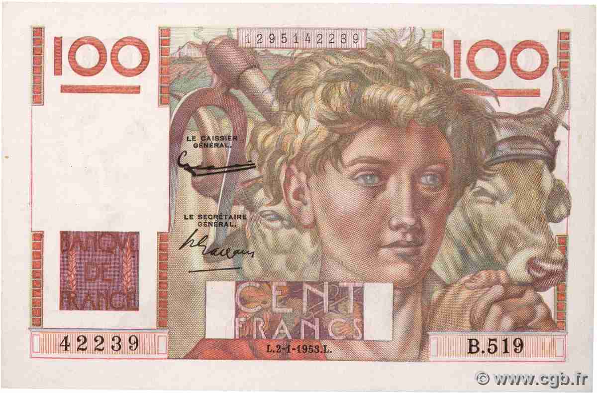 100 Francs JEUNE PAYSAN FRANCE 1953 F.28.35 AU